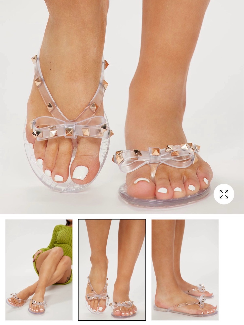 Clear Studded Bow Jelly Sandals - Women